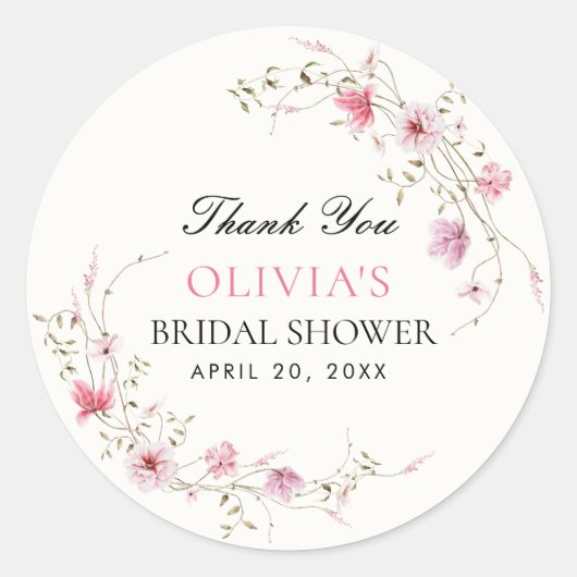 Bruiloftsfeest met vlinders en bloemen ronde sticker (Voorkant)