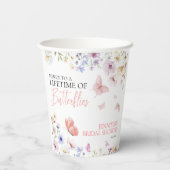 Bruiloftsfeest met vlinders en wilde bloemen papieren bekers (Achterkant)