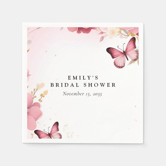 Bruiloftsfeest met Vlinders Servet (Voorkant)