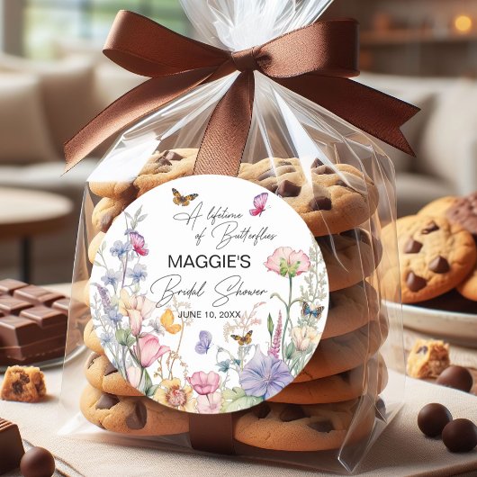 Bruiloftsfeest met vlinders voor een levenslang ge ronde sticker