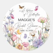 Bruiloftsfeest met vlinders voor een levenslang ge ronde sticker (Voorkant)