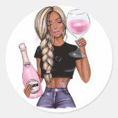 Bruiloftsfeest met wijnproeverij ronde sticker (Voorkant)