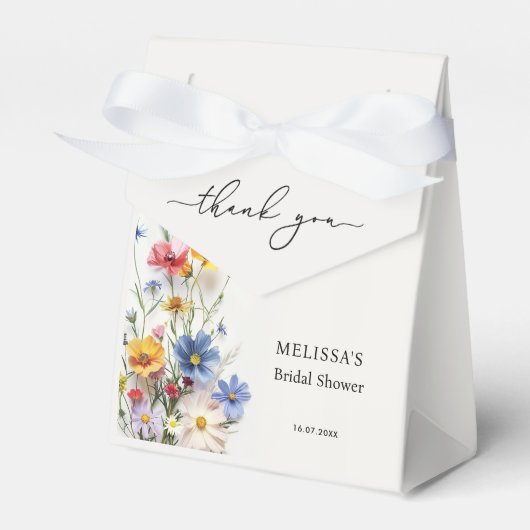 Bruiloftsfeest met wilde bloemen bedankdoosjes (Voorkant Zijde)