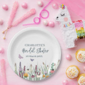 Bruiloftsfeest met wilde bloemen en vlinders papieren bordje (Feest)