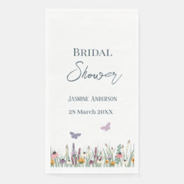 Bruiloftsfeest met wilde bloemen en vlinders servet