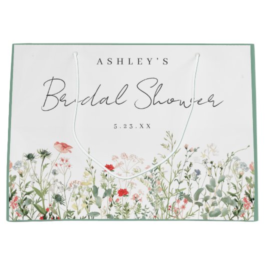 Bruiloftsfeest met wilde bloemen groot cadeauzakje (Voorkant)