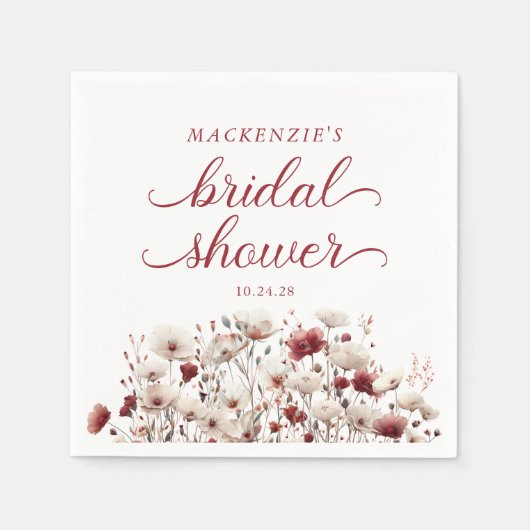 Bruiloftsfeest met wilde bloemen in boho-stijl aan servet (Voorkant)