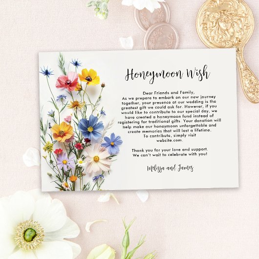 Bruiloftsfeest met wilde bloemen informatiekaartje