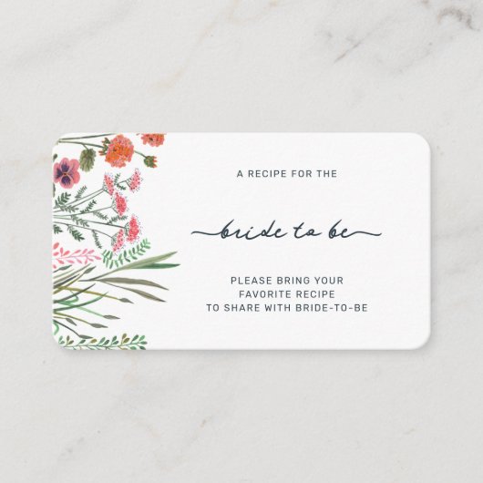 Bruiloftsfeest met wilde bloemen Recept Delen Informatiekaartje (Voorkant)