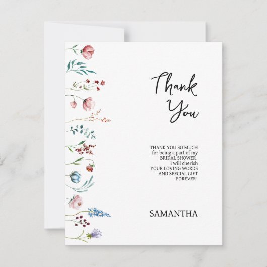 Bruiloftsfeest met wilde tuinbloemen bedankkaart (Voorkant)