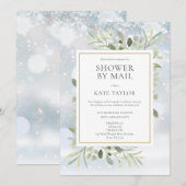 Bruiloftsfeest met winterblad door de post op lang kaart (Voorkant / Achterkant)