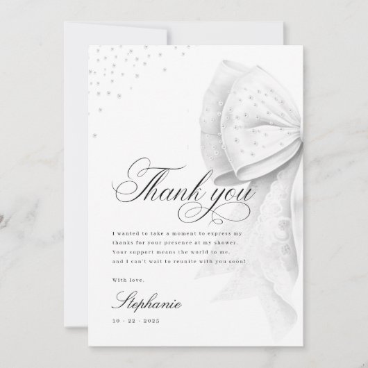 Bruiloftsfeest met witte strik bedankkaart (Voorkant)