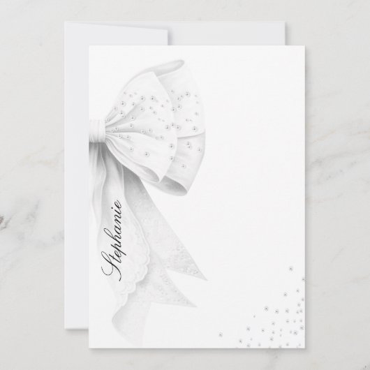 Bruiloftsfeest met witte strik bedankkaart (Achterkant)