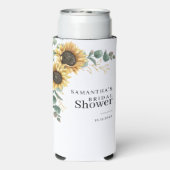 Bruiloftsfeest met zonnebloemen en groen seltzer blikjeskoeler (Seltzer Achterkant)