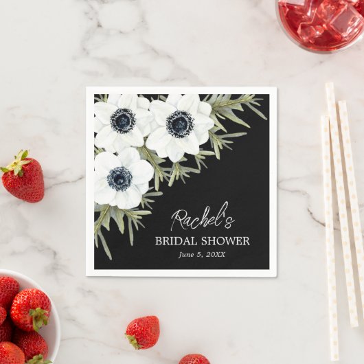 Bruiloftsfeest met zwarte en witte bloemen servet (Insitu)