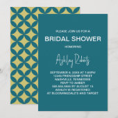 Bruiloftsfeest 'Mid-Century Modern' goud en blauwg Kaart (Voorkant / Achterkant)