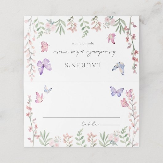Bruiloftsfeest Moderne Vlinders Plaatskaartje (Buitenkant ongevouwen)