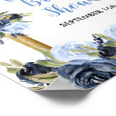 Bruiloftsfeest Navy Bloemen Wordt direct Meegeslee Poster (Hoek)