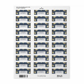 Bruiloftsfeest 'Navy Celestial Halve Maan' Etiket (Full Sheet)