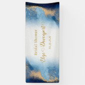 Bruiloftsfeest Ocean Blauw en Goud Aquarel Spandoek (Verticaal)