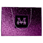 Bruiloftsfeest paarse roze glitters glam monogram groot cadeauzakje (Achterkant)