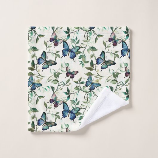 Bruiloftsfeest Pretty Blue Butterflies Bad Handdoek (Wasdoekje)