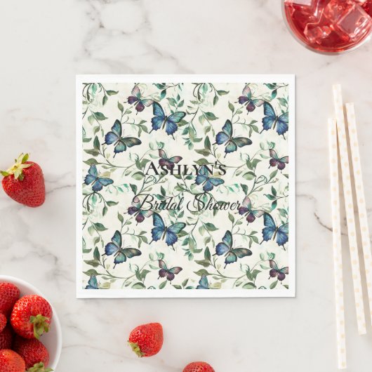 Bruiloftsfeest Pretty Blue Butterflies Servet (Insitu)