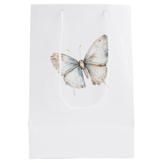Bruiloftsfeest Pretty White Butterfly Medium Cadeauzakje (Achterkant)