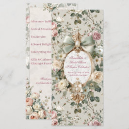 Bruiloftsfeest Programma Kaart | Romantische Blush