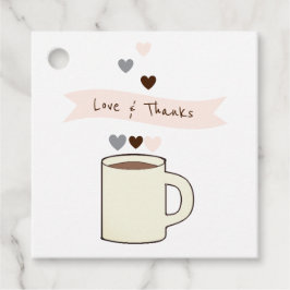 Bruiloftsfeest rond koffie bedankjes labels