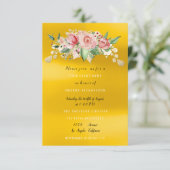 Bruiloftsfeest roze geschilderde bloem waterverf kaart (Staand voorkant)