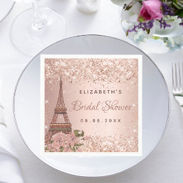 Bruiloftsfeest roze goud Paris Eiffeltoren Servet