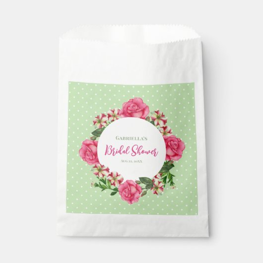 Bruiloftsfeest Roze Roos Rode Petunia Stippen Bedankzakje (Voorkant)