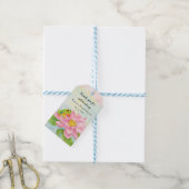 Bruiloftsfeest Roze Waterlelie & Boomkikker Cadeaulabel (Met Touw)
