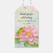 Bruiloftsfeest Roze Waterlelie & Boomkikker Cadeaulabel (Voorkant)