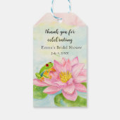 Bruiloftsfeest Roze Waterlelie & Boomkikker Cadeaulabel (Achterkant)