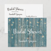 Bruiloftsfeest Rustic Blue met vuurvliegjes Uitnodiging Briefkaart (Voorkant / Achterkant)