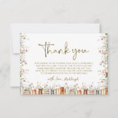 Bruiloftsfeest "Rustic Floral Storybook New Chapte Bedankkaart (Voorkant)