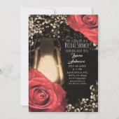 Bruiloftsfeest 'Rustic Glow Lantern & Red Roses' Kaart (Voorkant)