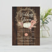 Bruiloftsfeest - Rustieke Pompoen Pampas Krans  Kaart (Staand voorkant)