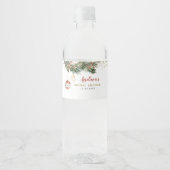 Bruiloftsfeest 's winters de hal met kerstversieri waterfles etiket (Voorkant)