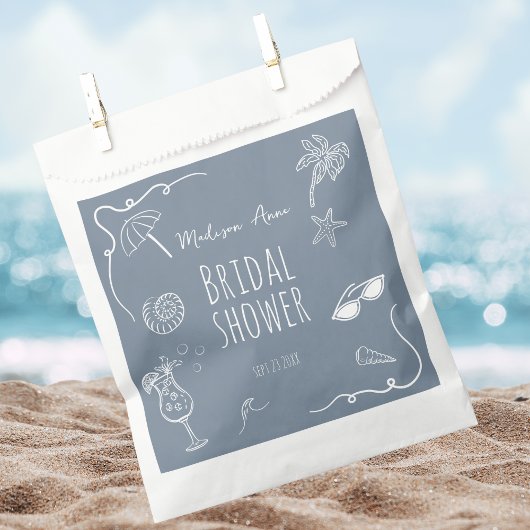 Bruiloftsfeest Strand Doodle Illustraties Bedankzakje