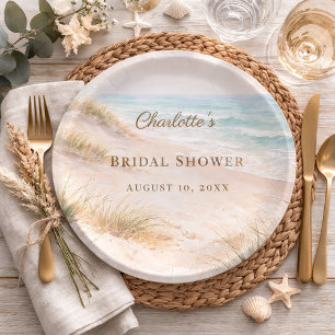 Bruiloftsfeest strand kust elegant papieren bordje
