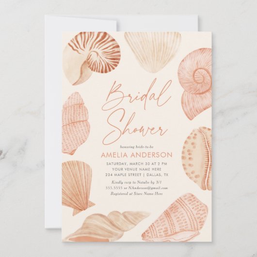 Bruiloftsfeest Strand Schelp Kaart (Voorkant)