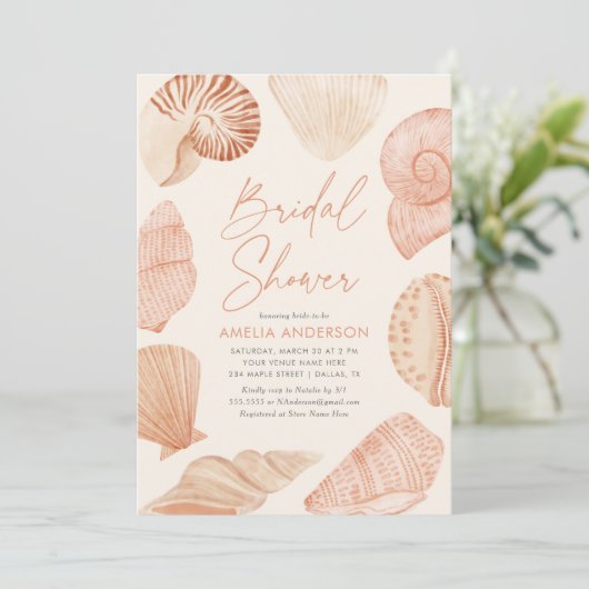 Bruiloftsfeest Strand Schelp Kaart (Staand voorkant)