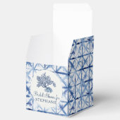 Bruiloftsfeest Strand Schelp Modern Blauw en Wit Bedankdoosjes (Geopend)