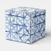 Bruiloftsfeest Strand Schelp Modern Blauw en Wit Bedankdoosjes (Achterkant)