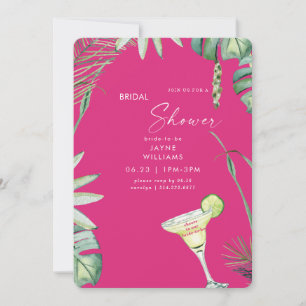 Bruiloftsfeest Strand Tropen Heet Roze Margarita Kaart