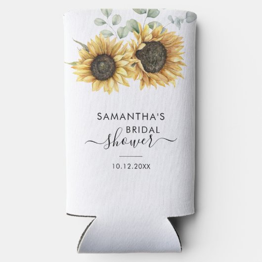 Bruiloftsfeest Sunflower Eucalyptus Script Seltzer Blikjeskoeler (Achterkant)
