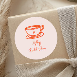Bruiloftsfeest Thee Thema Whimsical Doodle Ronde Sticker